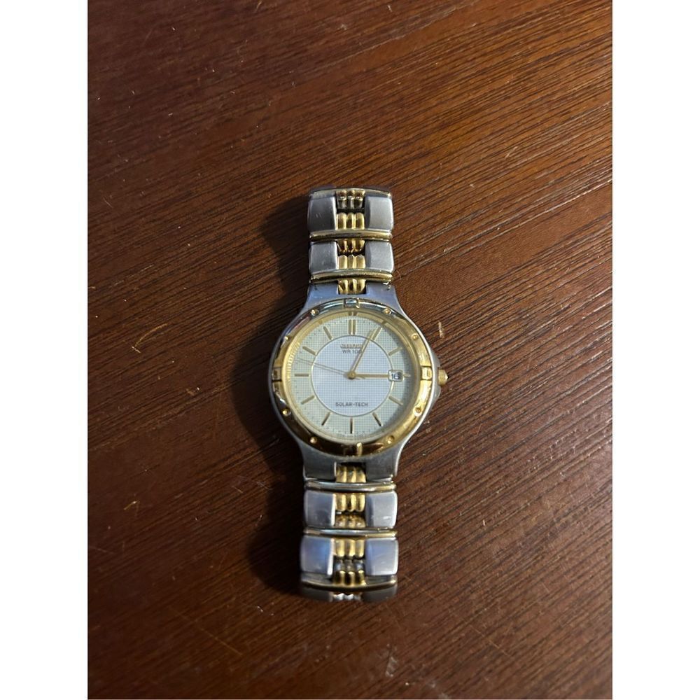 Vintage citizen mens eco-drive solar tech WR dual tone watch